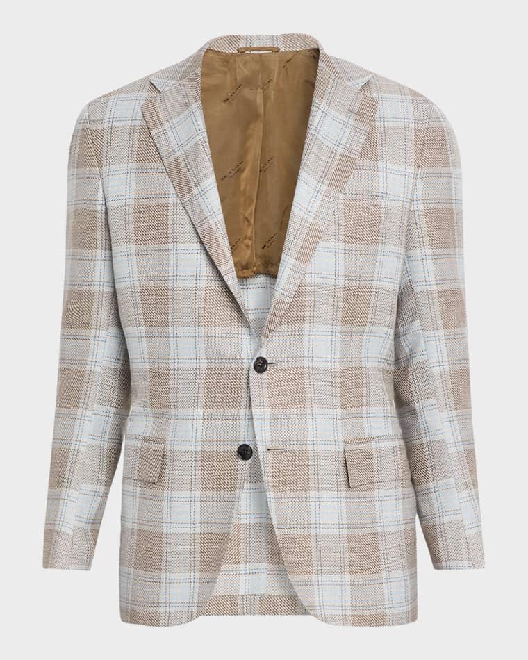 Men's Cashmere, Wool and Silk Plaid Sport Coat by KITON