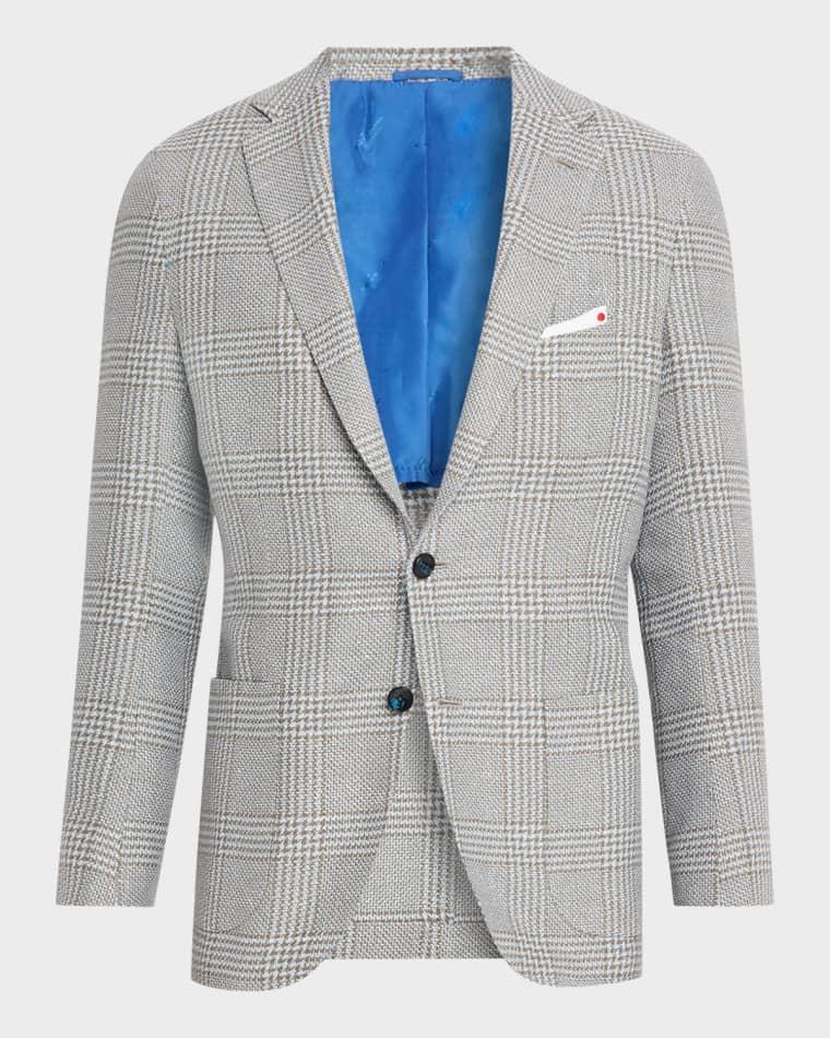 Men's Cashmere and Linen Houndstooth Check Sport Coat by KITON