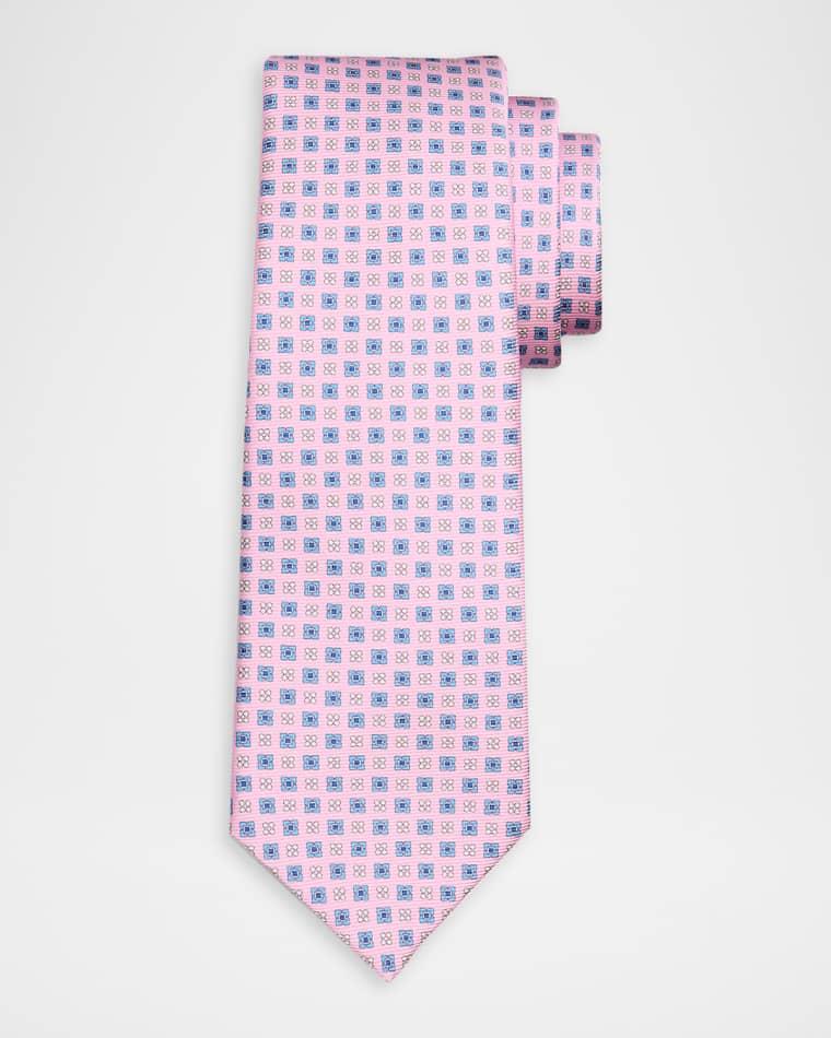 Men's Geometric Floral Silk 7-Fold Tie by KITON