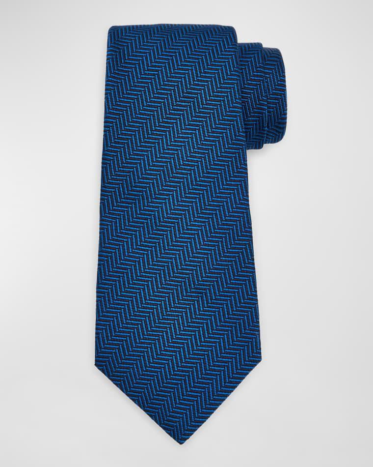 Men's Herringbone Tie, Navy by KITON