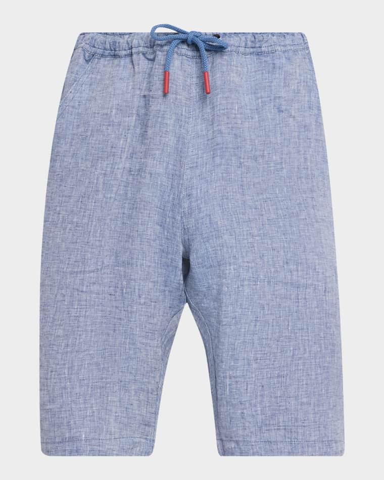 Men's Linen Drawstring Pull-On Shorts by KITON