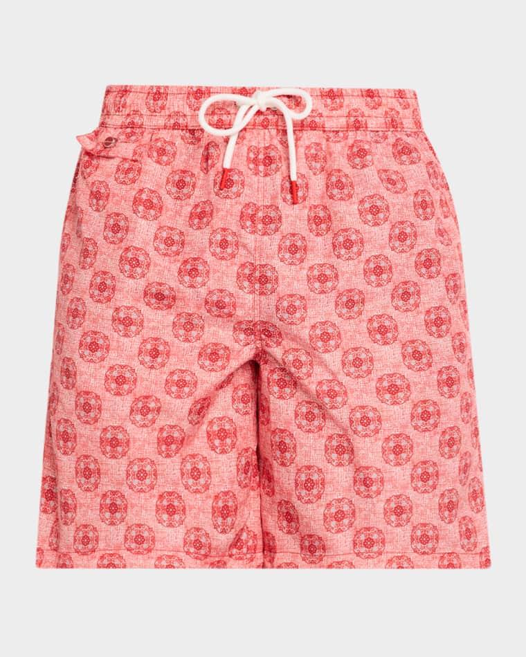 Men's Scratch-Print Medallion Swim Trunks by KITON