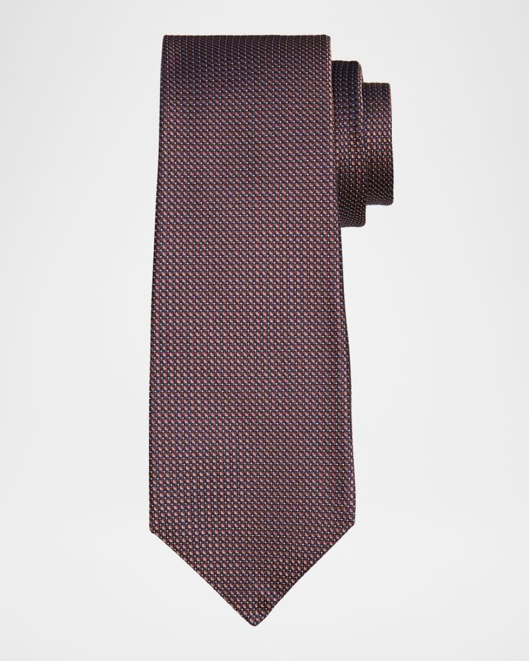Men's Silk Geometric Jacquard Seven-Fold Tie by KITON