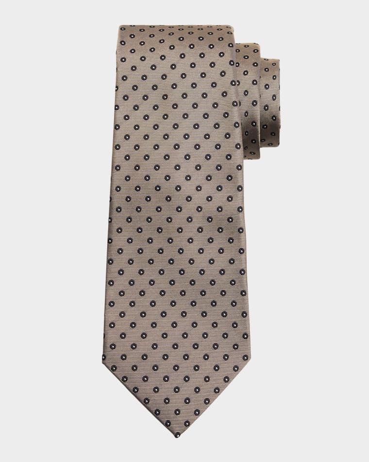 Men's Silk Polka Dot Jacquard Seven-Fold Tie by KITON