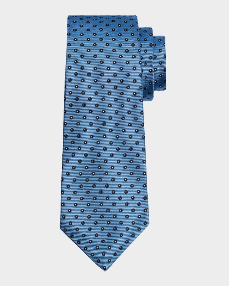 Men's Silk Polka Dot Jacquard Seven-Fold Tie by KITON