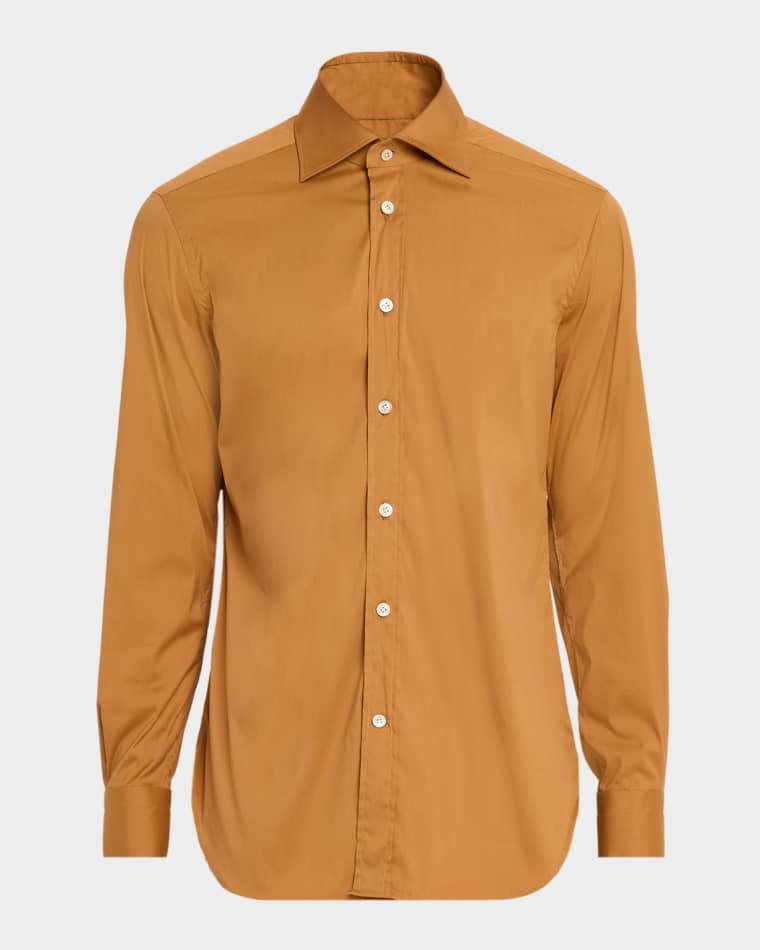 Men's Solid Cotton Sport Shirt by KITON