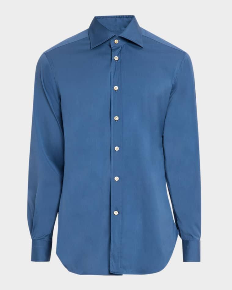 Men's Solid Cotton Sport Shirt by KITON