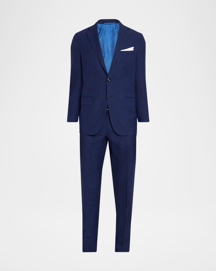 Men's Textured Check Wool and Silk Two-Piece Suit by KITON