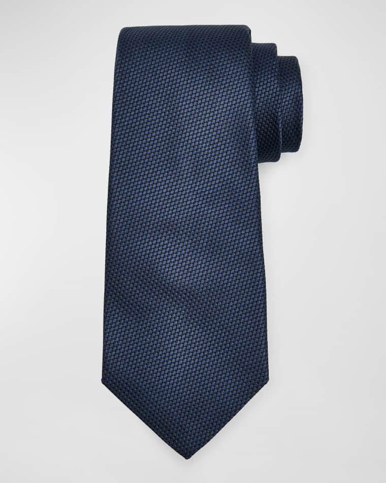 Men's Textured Solid Tie, Navy by KITON