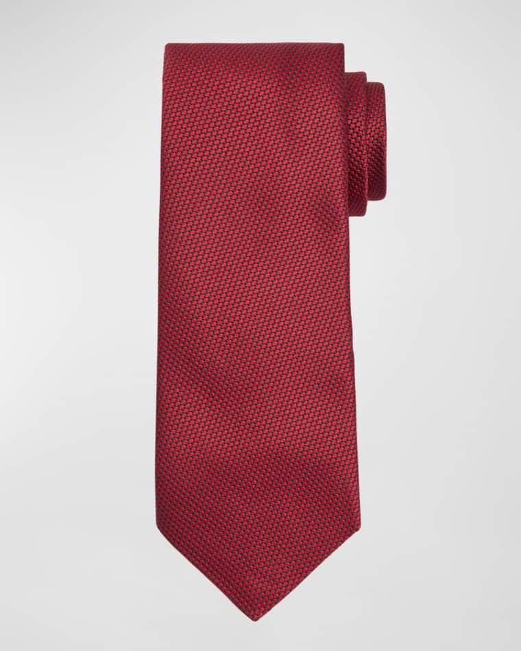 Men's Textured Solid Tie, Red by KITON
