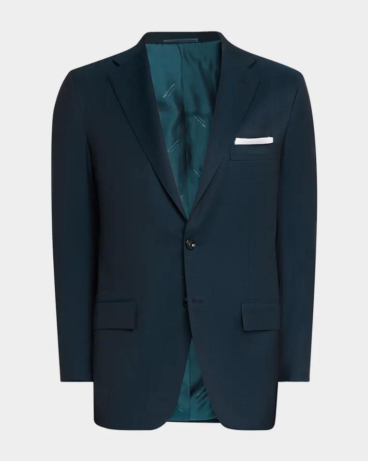 Men's Wool Micro-Herringbone Two-Piece Suit by KITON