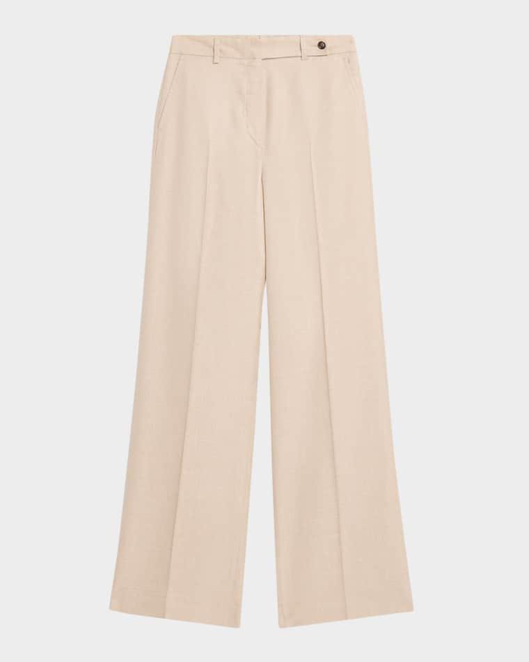 Metallic Wool-Silk Wide-Leg Pants by KITON