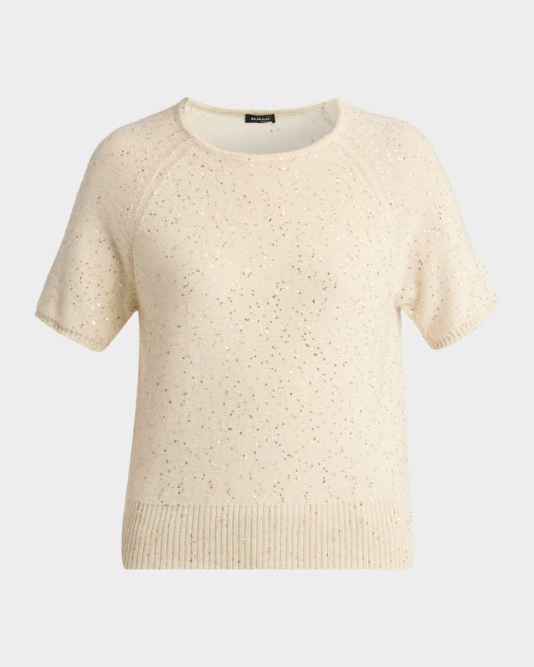 Paillette Cashmere Knit Short-Sleeve Sweater by KITON