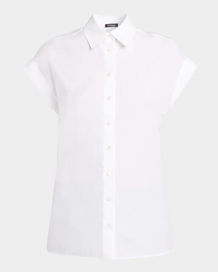 Rolled Cap-Sleeve Cotton Poplin Shirt by KITON