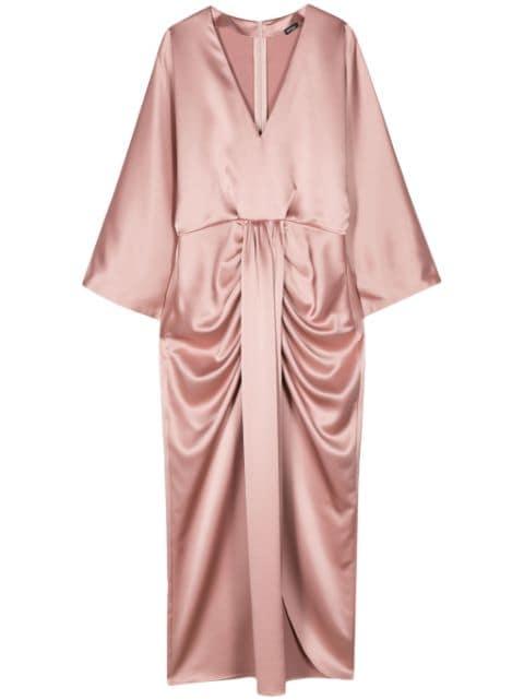 V-neck satin-finish dress by KITON