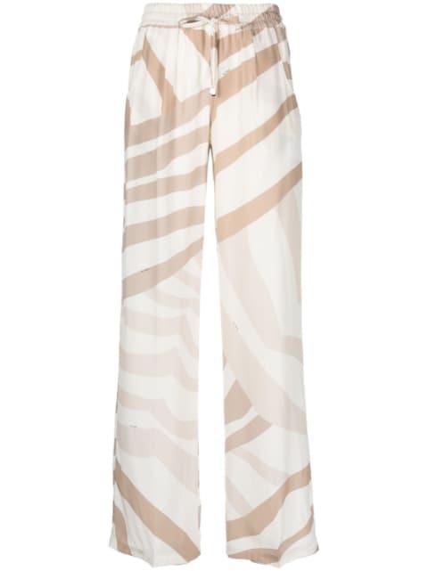 abstract-print drawstring silk trousers by KITON