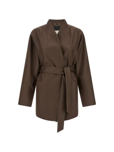 belted shawl-collar jacket by KITON