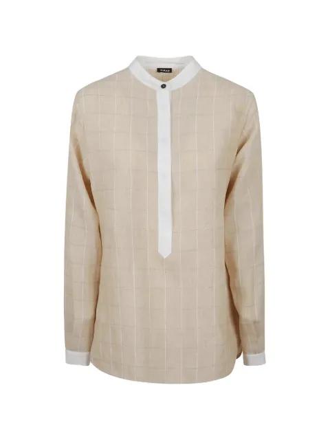 check-pattern linen shirt by KITON