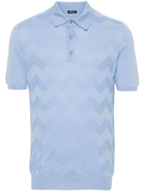 chevron-detail fine ribbed polo shirt by KITON