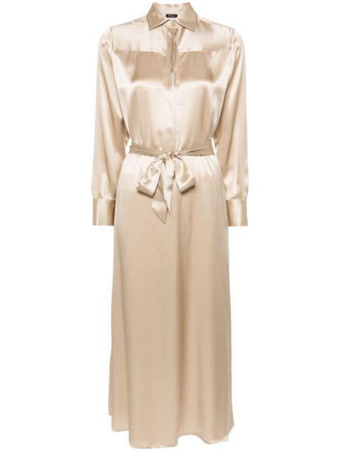 classic-collar silk shirtdress by KITON