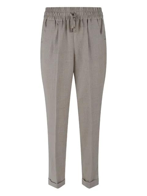 elasticated-waist check-pattern trousers by KITON