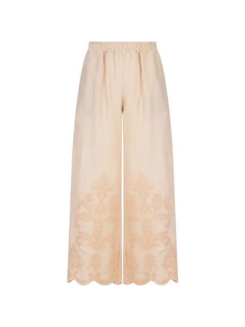 embroidered palazzo pants by KITON