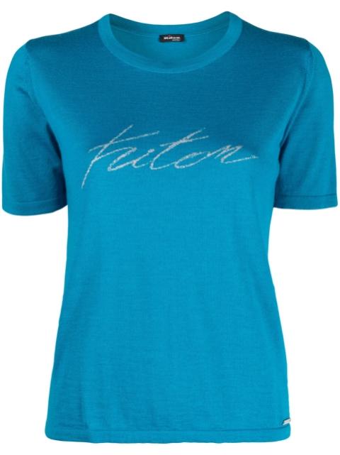 jacquard-logo fine-knit T-shirt by KITON