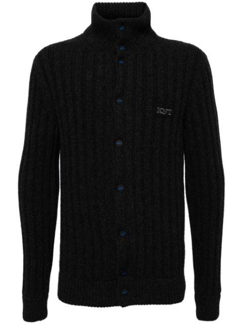 logo-embroidered wool cardigan by KITON