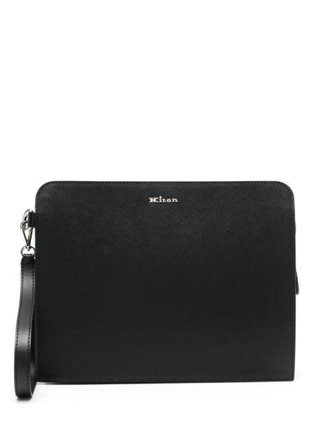 logo-lettering clutch by KITON