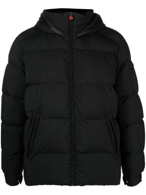 logo-patch quilted hoodied jacket by KITON