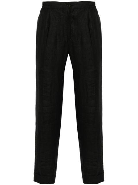 pressed-crease linen trousers by KITON