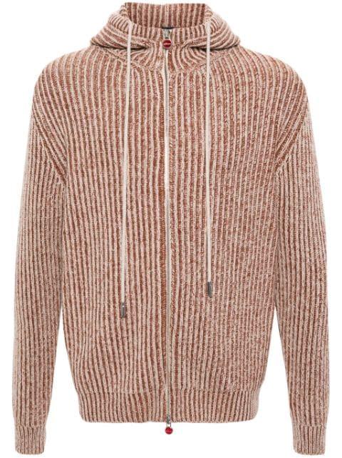 ribbed-knit hoodied cardigan by KITON