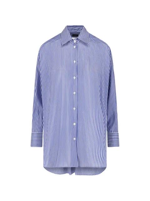 striped embroidered-logo shirt by KITON