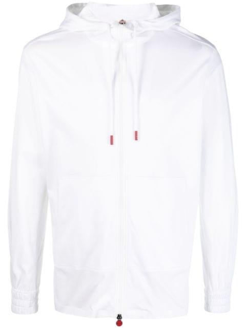 zip-up cotton drawstring hoodie by KITON