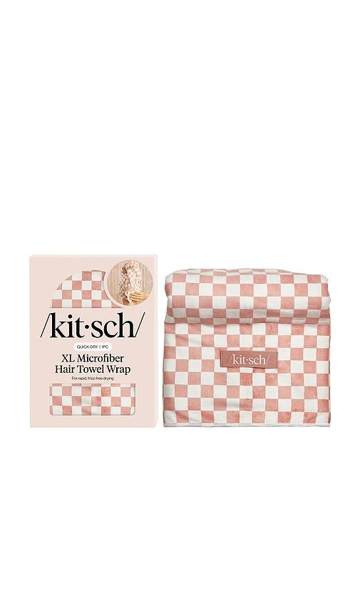 Kitsch XL Quick-Dry Hair Towel Wrap in Terracotta Checker by KITSCH