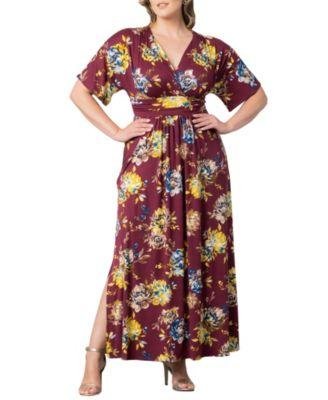 Plus Size Vienna Kimono Sleeve Long Maxi Dress by KIYONNA