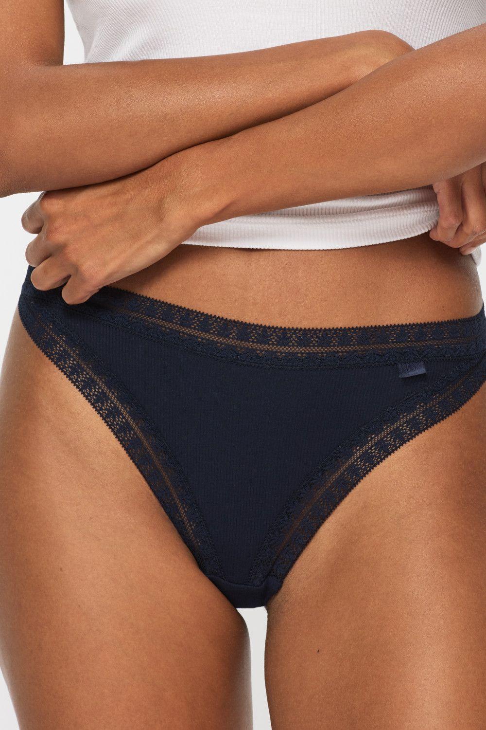 Knickerbox Geometric Lace Trim Cotton Thong - Pack of 3 by KNICKERBOX