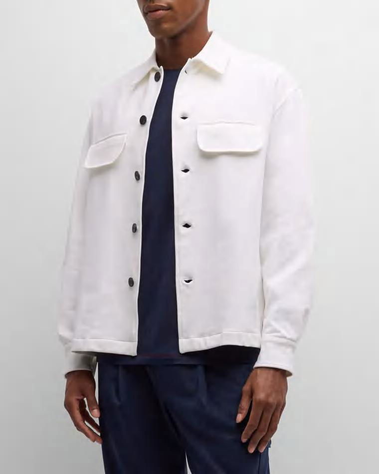 Men's Solid Stretch Cotton Overshirt by KNT
