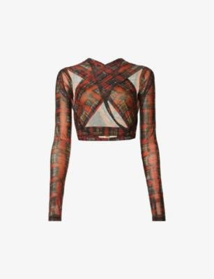 Anti-Cross checked-print stretch-woven top by KNWLS