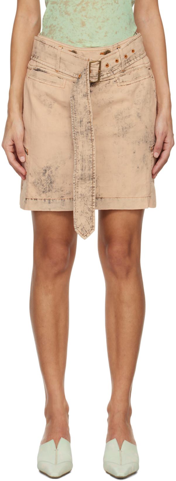 Beige Issa Denim Miniskirt by KNWLS