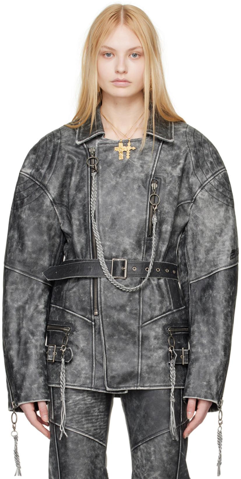 Black Nihil Moto Leather Jacket by KNWLS