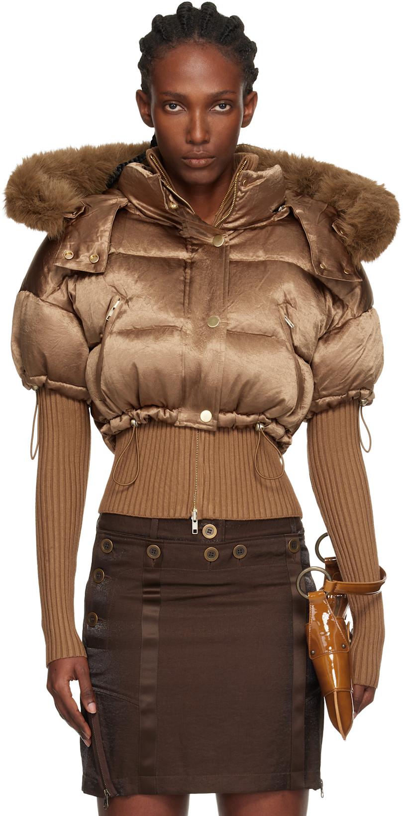 Brown Mabel Bomber Jacket by KNWLS