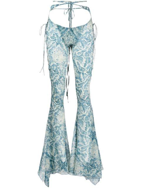 Glimmer graphic-print flared trousers by KNWLS