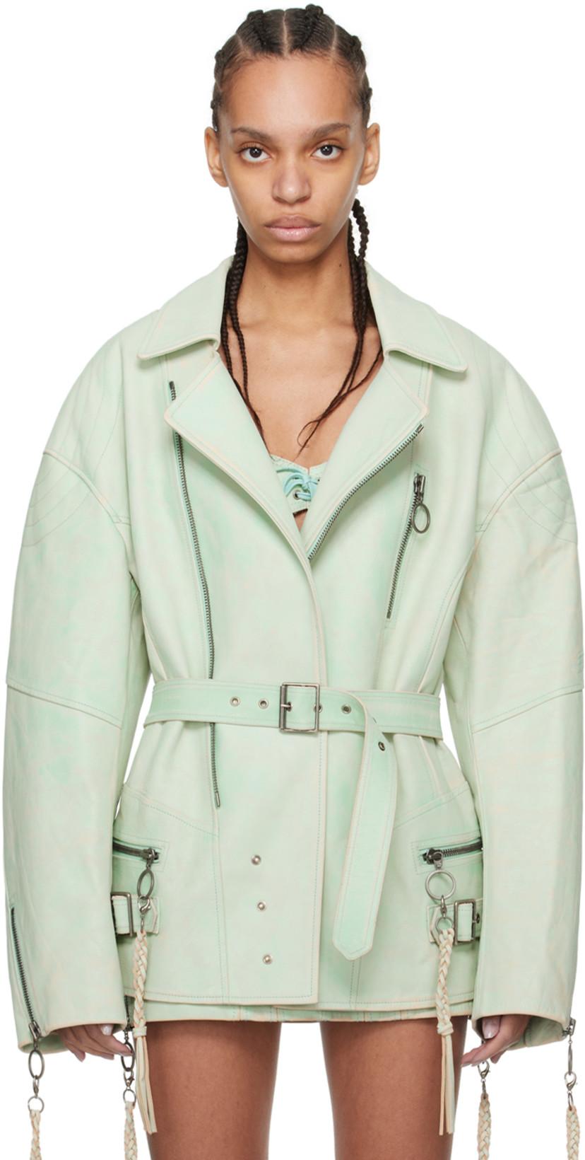 SSENSE Exclusive Green Nihil Leather Jacket by KNWLS
