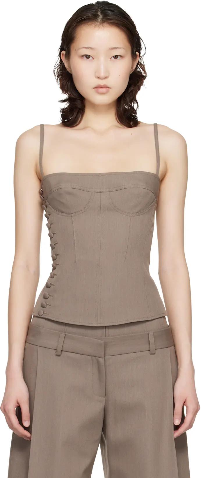 Taupe Jett Bustier Top by KNWLS