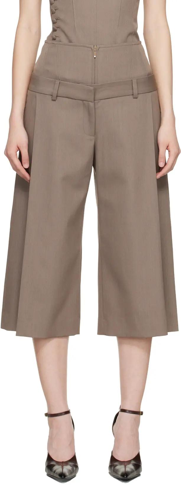 Taupe Jett Culottes Trousers by KNWLS