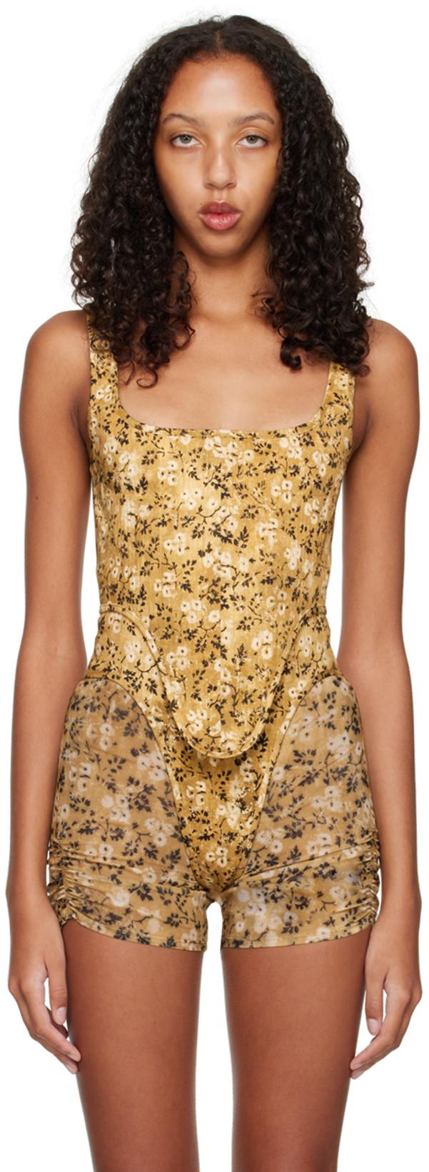 Yellow Floral Corset by KNWLS