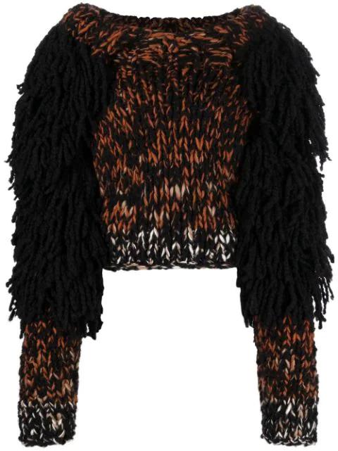 Yeti fringe-detail jumper by KNWLS