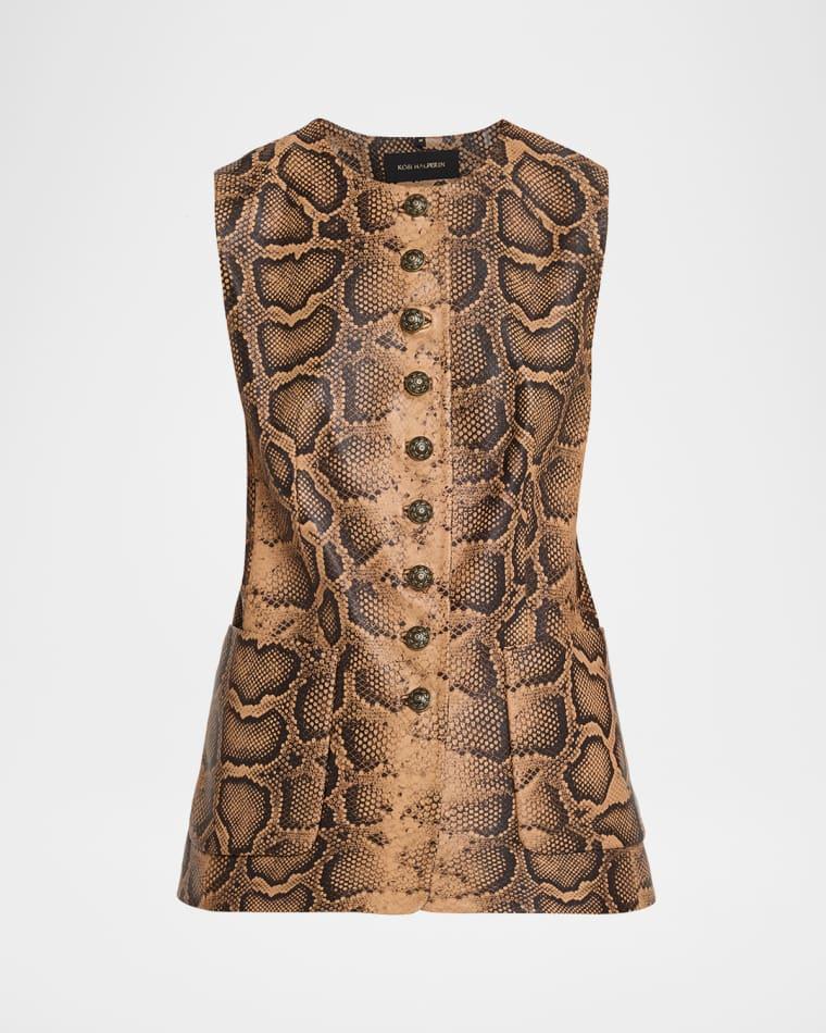 Abi Crewneck Python-Print Vest by KOBI HALPERIN