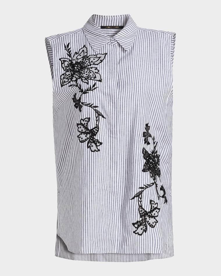 Aerin Striped Floral-Embroidered Blouse by KOBI HALPERIN